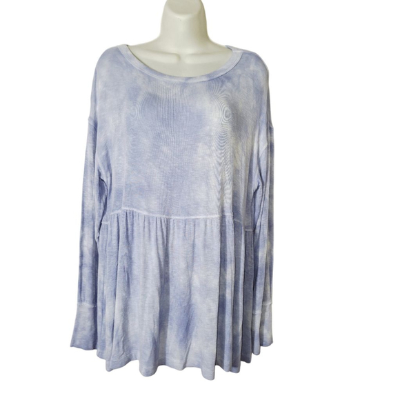 American Eagle Outfitters Tops - American Eagle Blue & White Tie-Dye Long Sleeve Tee, Size L super soft stretchy